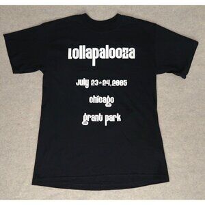 Vintage Lollapalooza 2005 Tee Gildan Black Tee Concert Cotton EUC Men's Medium